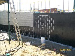 Retaining wall on site